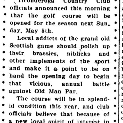 Ticonderoga Golf Course history