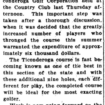 Ticonderoga Golf Course history