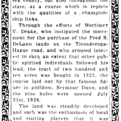 Ticonderoga Golf Course history