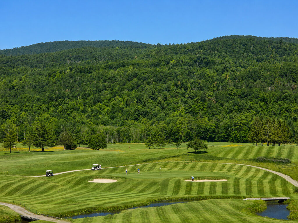 golf course with golfers on hole