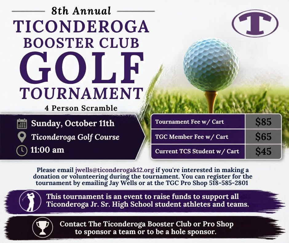 8th Annual Ticonderoga Booster Club Golf Tournament